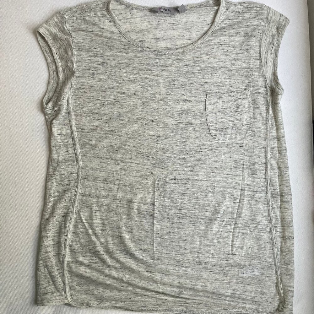 Heathered white 100% linen sleeveless tee by Athleta size Small